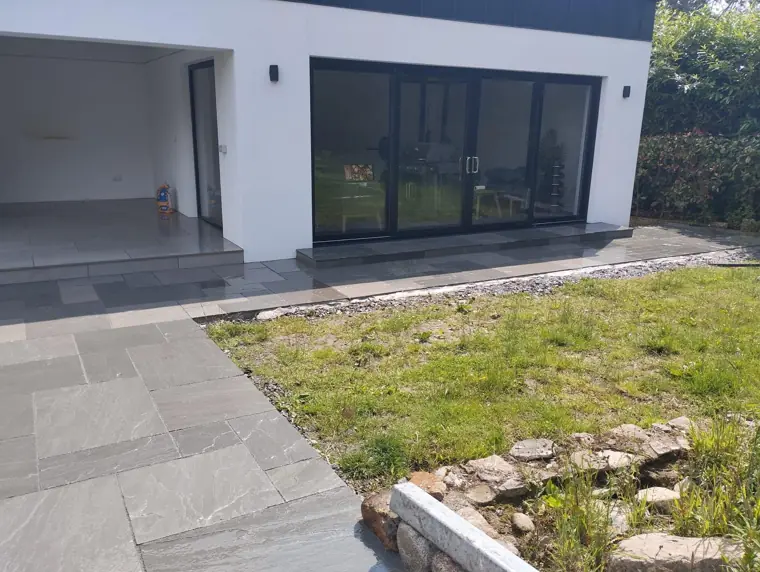 Natural stone around sliding doors